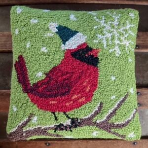 Wool throw pillow. Holiday theme.. Peking Handicraft